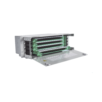 Distribuidor de Fibra Óptica para 144 empalmes, con 144 acopladores SC/APC y 144 pigtails, 19, 5 UR