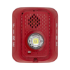 Sirena con Lámpara LED Estroboscópica / a 2 Hilos / Montaje en Pared / 24 Vcd / Configuración Estroboscópica Seleccionable / Texto en Inglés / Color Rojo