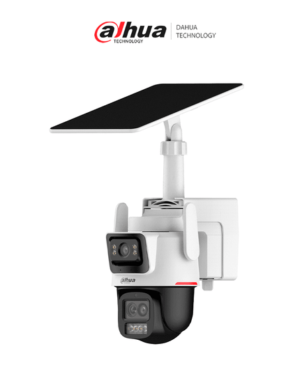 DAHUA DH-IPC-PTS2649C-3E3Z-4GB20, Cámara PT Solar 4G WizColor/ Dual 3 + 3MP/ SMD 3.0/ Disuasión Activa/ Audio bidireccional/ Zoom Híbrido Inteligente/ Auto tracking Lite/ Modo AOV “Always-On Video”/ IP 66/ Ranura Micro SD/ LoNuevo