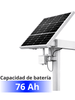 Sistema de energía solar inteligente All in-One CCTV / Panel solar de alta eficiencia grado A monocristalino 80 W / Batería litio 76 Ah 12V/ Carga MPPT 3.0/ Autonomía estimada 1-3 Días nublados / Accesorios para poste o pared / No incluye cámaras