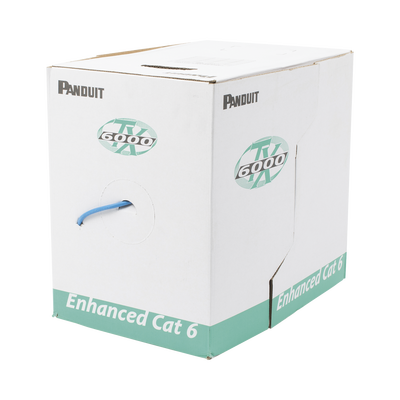Bobina de Cable UTP 305 m. de Cobre, TX6000 PanNet, Reelex, Azul, Categoría 6 Mejorado (23 AWG), LSZH (Bajo Humo, Cero Halógenos), de 4 pares