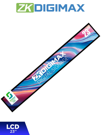 ZKDIGIMAX DG03S1W23 - Pantalla LCD Estrecha de 23 para Estantería, Ultrapanorámica, Resolución Full HD, Android 8.1, Alta Brillantez