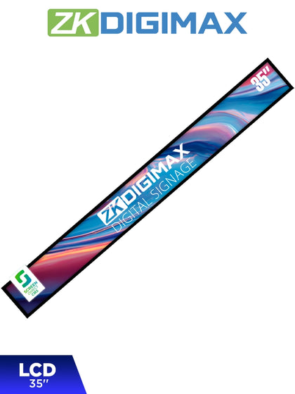 ZKDIGIMAX DG03S1W35 - Pantalla LCD Estrecha de 35 para Estantería, Ultrapanorámica, Resolución Full HD, Android 8.1, Alta Brillantez