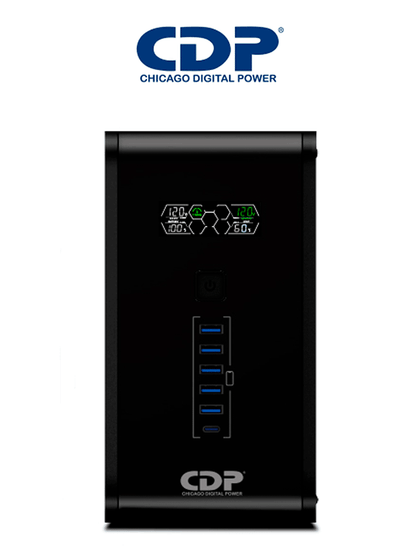 CDP R-Smart1510 - UPS de 1500VA / 900W con pantalla LCD, 10 terminales de salida: 5 con respaldo y AVR, y 5 con supresión de picos.