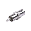 Adaptador de BNC Hembra a RCA Macho en 50 Ohm para Fono, uso en Aplicaciones de Audio-Video, Níquel/ Plata/ Delrin.