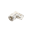 Adaptador en Ángulo Recto, de Conector UHF Macho (PL-259) a UHF Hembra (SO-239), Níquel/ Oro/ Delrin.