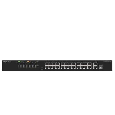 Switch PoE+ No Administrable hasta 180W Ideal para CCTV, 24 Puertos 10/100 y2 Uplinks Gigabit, Carcasa Metálica