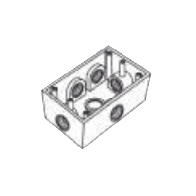 Caja Condulet FS de 1/2 (12.7 mm) con seis bocas a prueba de intemperie.