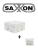 SAXXON SWD015LMGNCC5MMR - Paquete de Caja de Conexiones 8 Entradas 150x150x70mm con Bolsa de Grapas Redondas de Pared de 6mm de alto Color Blanco 50 piezas