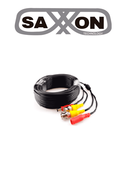 SAXXON SXWB20 - Cable Coaxial Armado / Siamés / Conector BNC RG59 + Conector de Energía / 20 Metros / Para Cámaras 4K / 100% Cobre / Uso interior / TVCSAXNUEVO1M