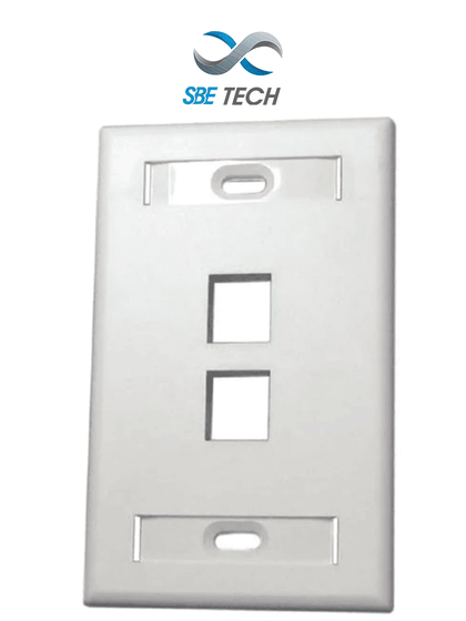 SBETECH SBE-2517-2P-WT - Placa de pared de 2 puerto color blanco para conectores Jack rj 45 keystone