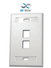 SBETECH SBE-2517-2P-WT - Placa de pared de 2 puerto color blanco para conectores Jack rj 45 keystone
