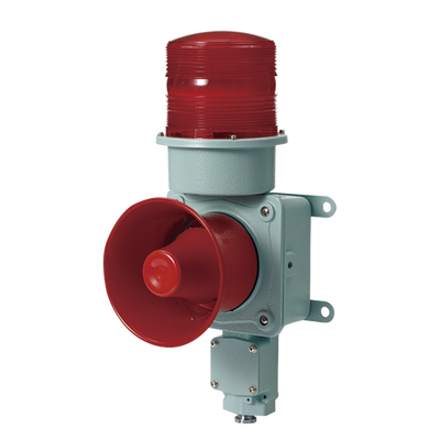 Combinación de baliza LED color roja con sirena electrónica para aplicaciones de la industria pesada máx.114 dB a 24 VCD