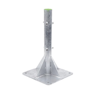 Base para Mástil Hasta 2 con Opresores, Base de 50 x 50 cm y Tubo de 80 cm Ced. 30. Galv. Inmersión.