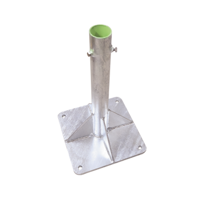 Base para Mástil Hasta 2 con Opresores, Base de 30 x 30 cm y Tubo de 50 cm Ced. 30. Galv. Inmersión.