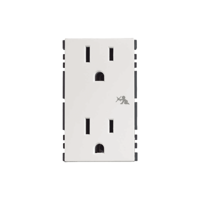 Módulo Color Blanco Duplex de Contactos Eléctricos / Necesita el SM-ADAP-FP Para Fijar a caja para Pavimento / (25424-30)