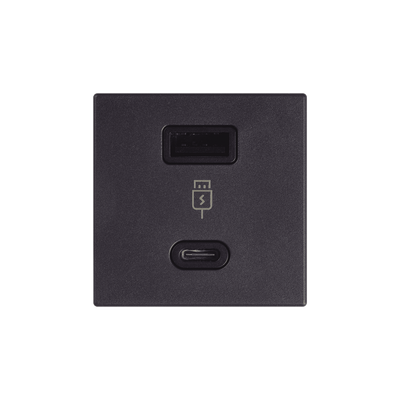 (K126F/14) 2x USB TIPO A+C 5VCD 4,2A Color Grafito