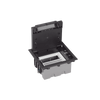 Caja Para Instalación en Pavimento para Voz, Datos o Contactos Eléctricos / Capacidad para 2 Módulos / Espacio Embellecedor en la Tapa / Profundidad Ajustable de 90 a 120 mm / Los Módulos se Adquieren Aparte / Incluye Registro
