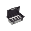 Caja Para Instalación en Piso Falso para Voz, Datos o Contactos Eléctricos / Capacidad para 4 Módulos / Espacio Embellecedor en la Tapa / Profundidad Ajustable de 90 a 120 mm / Los Módulos se Adquieren Aparte / (SF410/14CY)