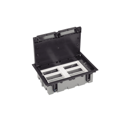 Caja Para Instalación en Piso Falso para Voz, Datos o Contactos Eléctricos / Capacidad para 6 Módulos / Espacio Embellecedor en la Tapa / Profundidad Ajustable de 90 a 120 mm / Los Módulos se Adquieren Aparte / (SF610/14CY)