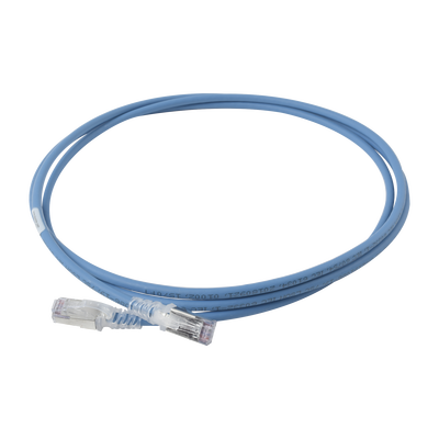 Patch Cord Skinny Cat6A Blindado S/FTP, 7ft, Diámetro Reducido 28 AWG, Color Azul