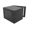 Gabinete Abatible de Pared (Con Marco Trasero) con Rack 19 de 12 Unidades. Ventana de Cristal Templado.
