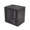 Gabinete de Pared de 12U con Puerta de Cristal Templado, 479.5 mm de Profundidad, Rack de 19'', Acero Reforzado Color Negro.