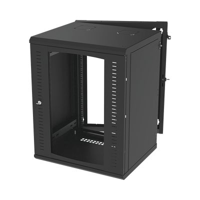 Gabinete Abatible de Pared (Con Marco Trasero) con Rack 19 de 16 Unidades. Ventana de Cristal Templado.