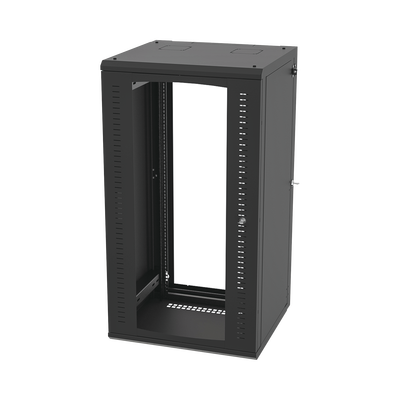 Gabinete Abatible de Pared (Con Marco Trasero) con Rack 19 de 24 Unidades. Ventana de Cristal Templado.