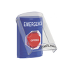 Botón Multipropósito, Color Azul, De Superficie, Con Tapa De Policarbonato, Con Bocina Pre Alarma, Solo Interior, Llave Para Restablecer, Texto De Emergencia, Español