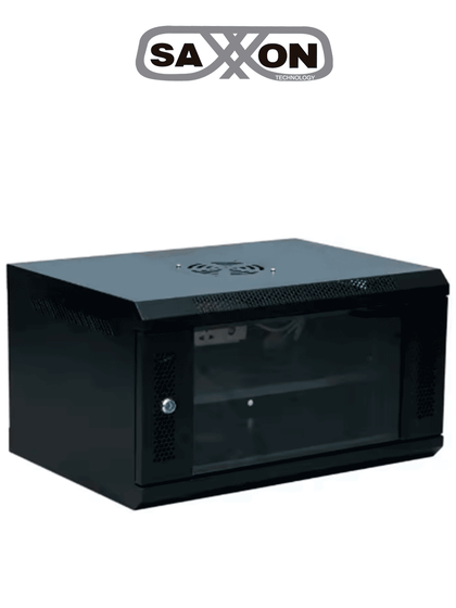 SAXXON SXR6U5406A - Gabinete de Pared Negro / 6UR / Puerta de Vidrio Templado / Dimensiones útiles: Alto 37 x ancho 53 x profundidad 40 cm SXNDESCUENTONUEVO1M