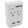 Multicontacto de ABS con 2 contactos aterrizados y 2 puertos USB.