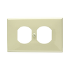 Placa de plástico para contacto dúplex color marfil.