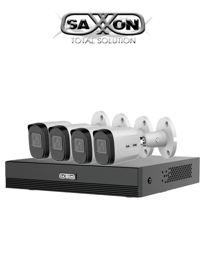 SAXXON SUA-KIT/XVR1E04-I/4-B20M-0280B - Kit de 4 Canales HDCVI 1080P/ 4 Cámaras B20M de 2.8mm con Campo de Visión de Hasta 100°/ Grabador Soporta Hasta 5 Canales IP y Detección de Movimiento Inteligente/ Cámaras Fabricadas en Metal de Alta Duración GSA