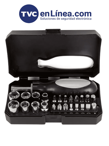 TVC PITCAIRN - Set de Herramientas con Desarmador de 16 Puntas/ 8 Dados Intercambiables/ Mango Ergonómico/ Medidas 13.5x8cm/