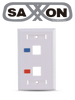SAXXON A1752E - Placa de pared / Vertical / 2 Puertos tipo keystone / Color blanco / Con etiquetas