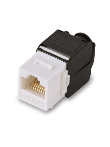 SAXXON M242C6A - Modulo jack keystone RJ45 / Armado sin herramienta / 8 Hilos / CAT 6A / Compatible con calibres AWG 22-26 / Color blanco