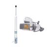 Kit de radio móvil VHF marino modelo UM-385 color blanco y antena marina Shakespeare de fibra de vidrio 5101