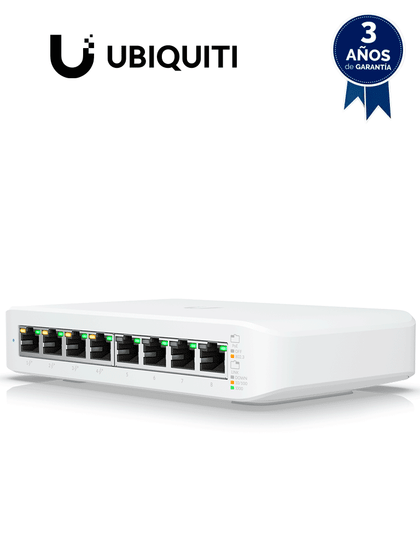 UBIQUITI USW-LITE-8-POE - Switch UniFi Lite Administrable PoE de 8 Puertos 10/100/1000 Mbps 4 puertos 802.3af/at , 52 W , Capa 2 , Refrigeración silenciosa sin ventilador.