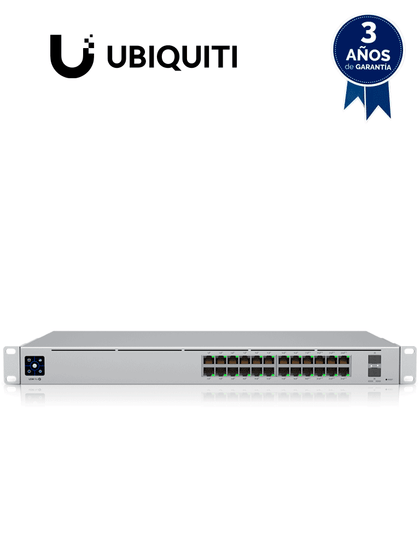 UBIQUITI USW-PRO-24-POE - UniFi Switch Gigabit PoE PRO con 24 puertos PoE Gigabit Ethernet, 2 puertos SFP+, 400W de potencia PoE, pantalla informativa, compatible con PoE at y PoE bt. switch