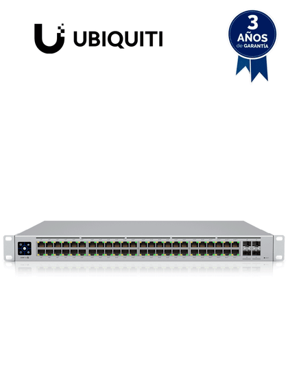 UBIQUITI USW-PRO-48-POE - UniFi Switch Gigabit PoE PRO con 48 puertos PoE Gigabit Ethernet, 4 puertos SFP de 1-10G, 600W de potencia PoE, compatible con PoE at/bt y pantalla informativa switch MCI2