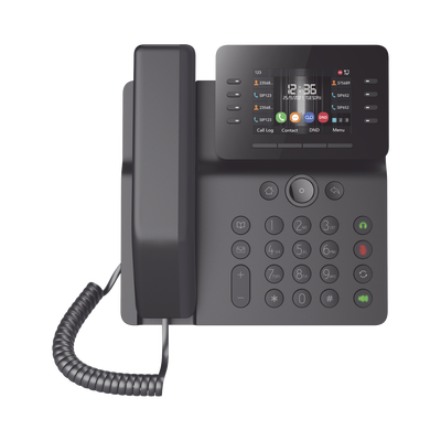 Teléfono IP Empresarial Esencial WiFi / Bluetooth, 12 líneas SIP, pantalla a color 3.5, PoE, puertos Gigabit, conferencia local de 6 vías.