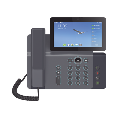 Videoteléfono IP inteligente Insignia, Android 9.0, 20 líneas SIP, pantalla a color 7 ajustable, Teclado de iluminación configurable, PoE, conferencia local de 10 vías.