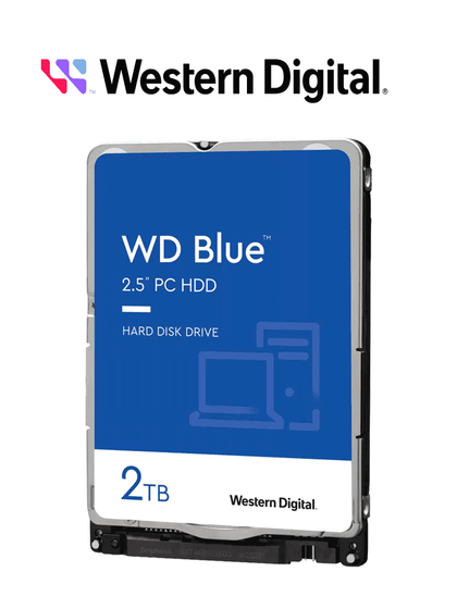 WESTERN DIGITAL WD20SPZX - Disco duro interno de 2 TB, Serie Blue, formato 2.5, SATA 6GB/s, 5400 RPM. GAMER AR