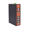 Switch PoE Industrial No administrable / Puertos 1-2 PoE 802.3 af/at y PoE 24 Vcc Pasivo 30W / Puertos 3-4 PoE 802.3 af/at/bt Hasta 60W / Puertos 5-8 PoE 802.3 af/at Hasta 30W / Los 8 puertos son Gigabit + 2 SFP combo / Presupuesto 300W