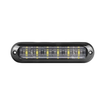 Luz Auxiliar Ultra Brillante IP67 de 6 LEDs, Color Ambar/Claro, con mica transparente y bisel negro