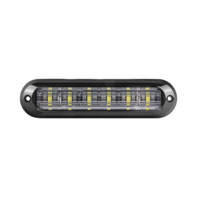 Luz Auxiliar Ultra Brillante IP67 de 6 LEDs, Color Rojo/Claro, con mica transparente y bisel negro