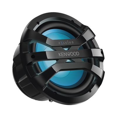 Subwoofer excelon motorsport de 10 fabricado en rejilla color negro, cuenta con iluminación Led ajustable vía RF