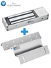 YLI YM750TPACK - Paquete de Cerradura Magnética YM750TLED con Soporte ZL MBK750ZL / Fuerza de Sujeción 750 Kg, 1500LB / Voltaje dual 12v/24VDC