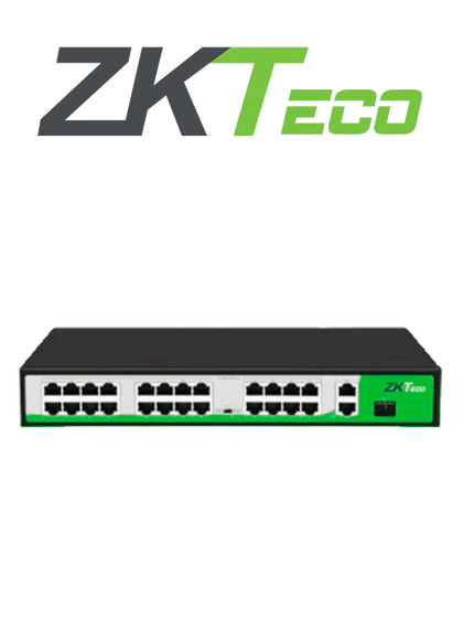 ZKTECO PE242300C - Switch de 24 Puertos Fast Ethernet PoE , Estándar AF - AT , 2 Puertos RJ45 10/100/1000M + 1 Puerto SFP*1000 , PoE+ hasta 30W por puerto , 250 mts sobre UTP CAT 6 HD1